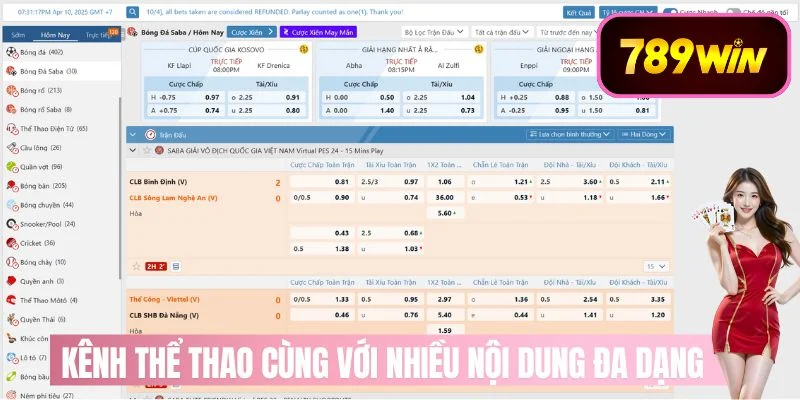 Kênh thể thao cùng với nhiều nội dung đa dạng hấp dẫn 